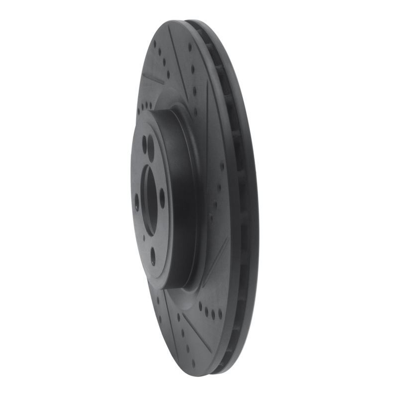 Mini Cooper Brake Rotor (1) - Front Right - R1 Concepts - Drilled & Slotted - Black - `09-`14